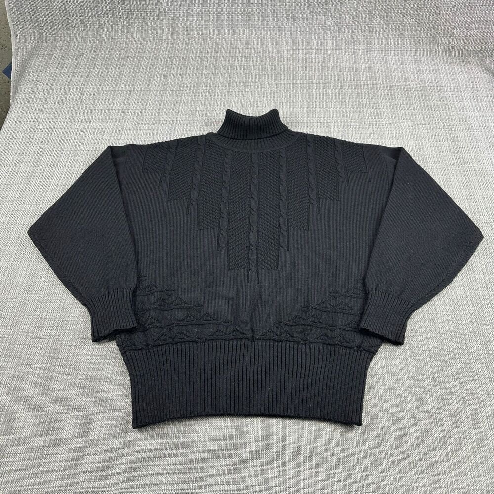 Bogner Black Cable-Knit Turtleneck Sweater